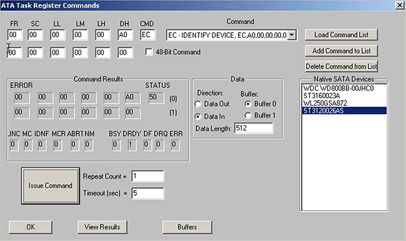 SATA/ATA Task Register Commands